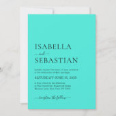 Wedding Simple Modern Turquoise Kaart (Voorkant)