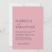 Wedding Simple Pastel Pink Kaart (Voorkant)