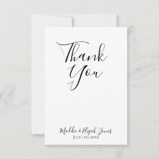Wedding, Simple, Script, Black & White Thank You Bedankkaart