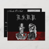 Wedding Skeleton Skulls RSVP Uitnodiging Briefkaart (Voorkant / Achterkant)