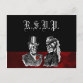 Wedding Skeleton Skulls RSVP Uitnodiging Briefkaart (Voorkant)