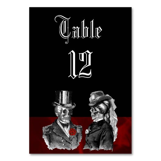 Wedding Skeleton Skulls Tafel Kaart (Voorkant)