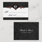 Wedding Skeleton Zwart & Grijs Hart Plaats Kaarten Plaatskaartje (Voorkant / Achterkant)