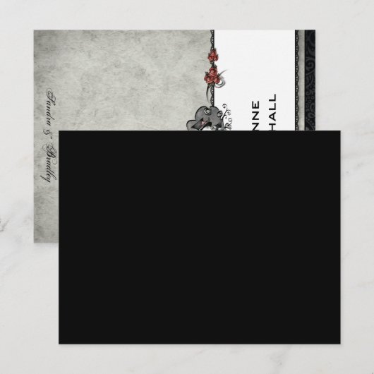 Wedding Skeletons Grijs ADD NAAM Folding Place Car Briefkaart (Voorkant / Achterkant)