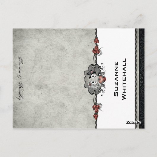 Wedding Skeletons Grijs ADD NAAM Folding Place Car Briefkaart (Achterkant)