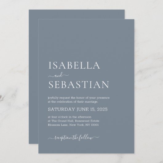 Wedding Slate Gray Kaart (Voorkant / Achterkant)