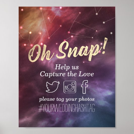 Wedding Snap Hashtag Galaxy Nebula Constellations Poster (Voorkant)
