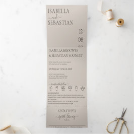 Wedding Soft Beige All in one set Drieluik Uitnodiging