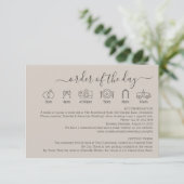 Wedding Soft Beige Details Order Of The Day Informatiekaartje (Staand voorkant)