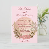 Wedding Soft Pink Floral Kaart (Staand voorkant)