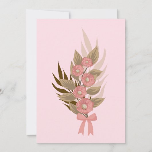 Wedding Soft Pink Floral Kaart (Achterkant)