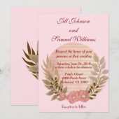 Wedding Soft Pink Floral Kaart (Voorkant / Achterkant)
