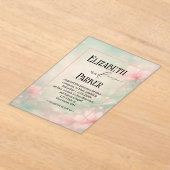 Wedding Soft Pink Flowers on Mint Green Acryl Uitnodigingen (Laagn)