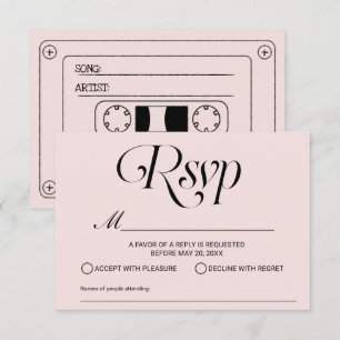 Wedding Song Request Cassettebandje Blush Pink RSV RSVP Kaartje