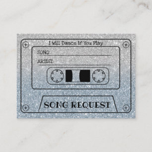 Wedding Song Request Dusty Blue Glitter Insert Informatiekaartje