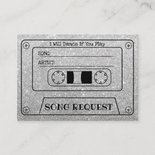 Wedding Song Request Modern Silver Cassette Insert Informatiekaartje