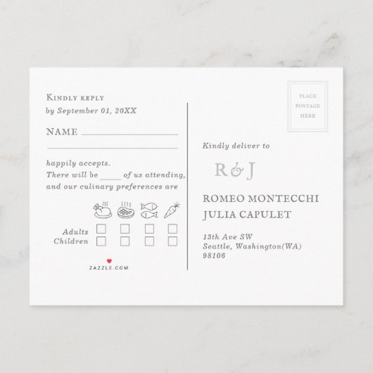 Wedding Song Request RSVP Uitnodiging Briefkaart (Achterkant)