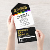 Wedding Sounds Gay Fun Rainbow Pride All In One Uitnodiging (Uittrekbaar)