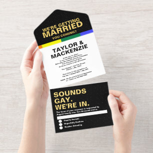 Wedding Sounds Gay Fun Rainbow Pride All In One Uitnodiging