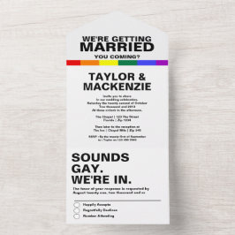 Wedding Sounds Gay Fun Rainbow Pride All In One Uitnodiging