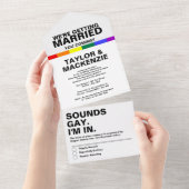 Wedding Sounds Gay Fun Rainbow Pride All In One Uitnodiging (Afscheurbaar)