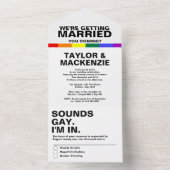 Wedding Sounds Gay Fun Rainbow Pride All In One Uitnodiging (Binnen)