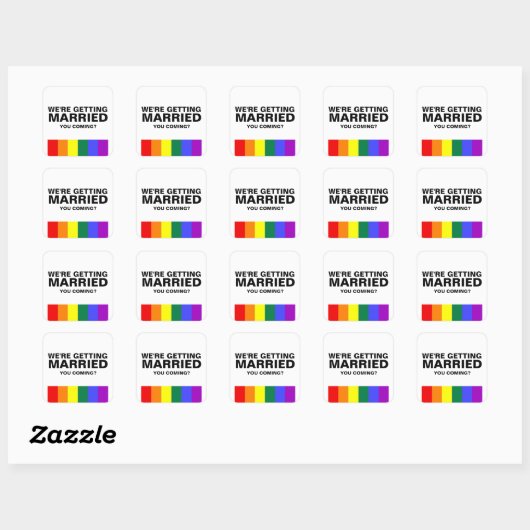 Wedding Sounds Gay Fun Rainbow Pride Vierkante Sticker (Vel)