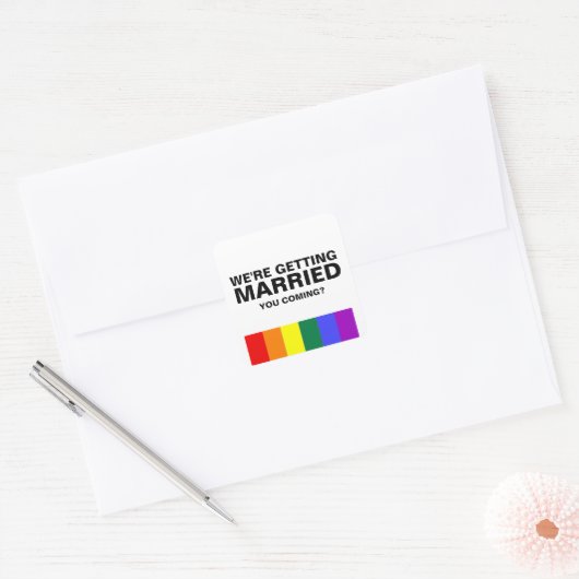 Wedding Sounds Gay Fun Rainbow Pride Vierkante Sticker (Envelop)