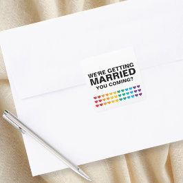 Wedding Sounds Gay Rainbow Heart Pride Vierkante Sticker