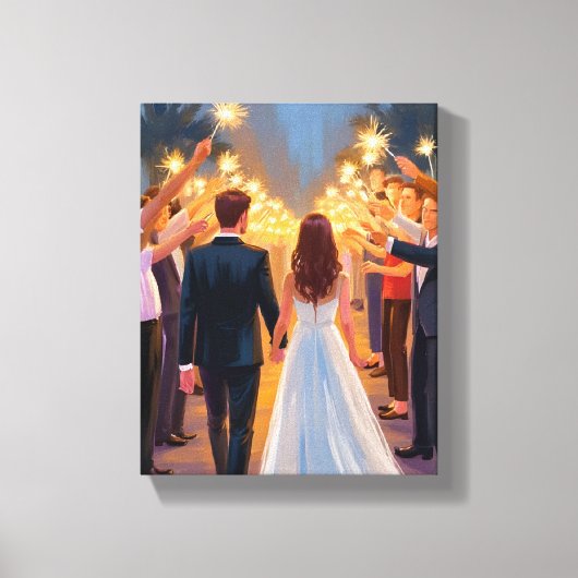 Wedding Sparklers | Marriage Celebration Painted Canvas Afdruk (Voorkant)