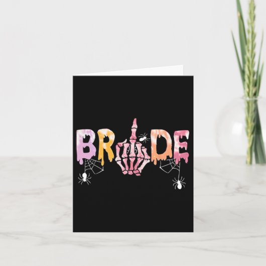 Wedding Spooky Halloween Skeleton Bride Just Marri Kaart (Voorkant)