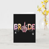 Wedding Spooky Halloween Skeleton Bride Just Marri Kaart (Gele Bloem)
