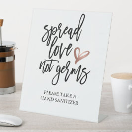 Wedding Spread Love Not Germs Sanitizer Reclamebord Met Voetstuk