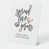 Wedding Spread Love Not Germs Sanitizer Reclamebord Met Voetstuk (Voorkant)