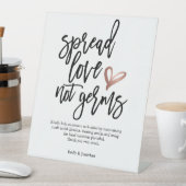 Wedding Spread Love Not Germs Script Reclamebord Met Voetstuk (Insitu)
