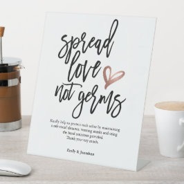 Wedding Spread Love Not Germs Script Reclamebord Met Voetstuk