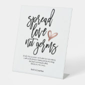 Wedding Spread Love Not Germs Script Reclamebord Met Voetstuk (Voorkant)