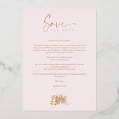 Wedding Spring Floral Pink Foto Folie Uitnodiging (Achterkant)