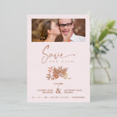 Wedding Spring Floral Pink Foto Folie Uitnodiging (Staand Voorkant)