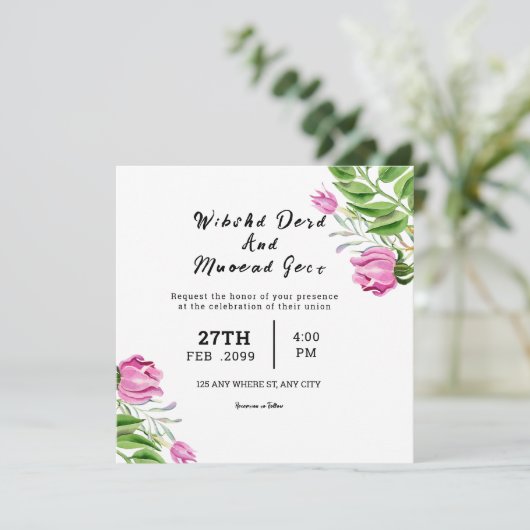 Wedding Square Gatefold Kaart Sjabloon (Staand voorkant)