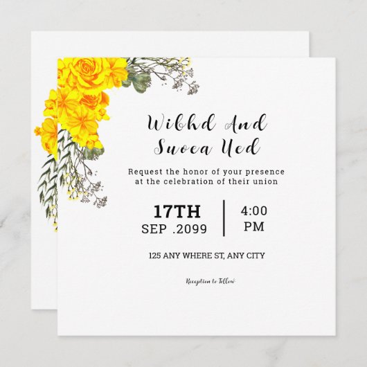 Wedding Square Gatefold Uitnodiging Kaart (Voorkant / Achterkant)