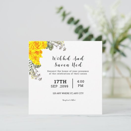 Wedding Square Gatefold Uitnodiging Kaart (Staand voorkant)