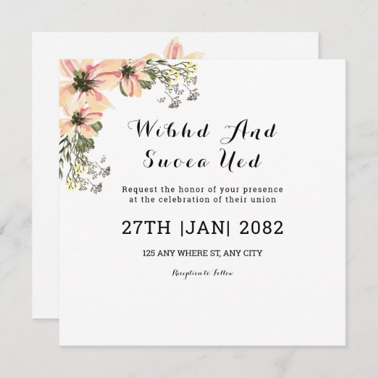 Wedding Square Gatefold Uitnodiging Kaart Design (Voorkant / Achterkant)