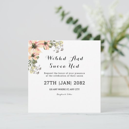 Wedding Square Gatefold Uitnodiging Kaart Design (Staand voorkant)