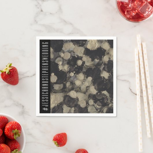 Wedding Standard Napkin-handdoeken van goud en zwa Servet (Insitu)