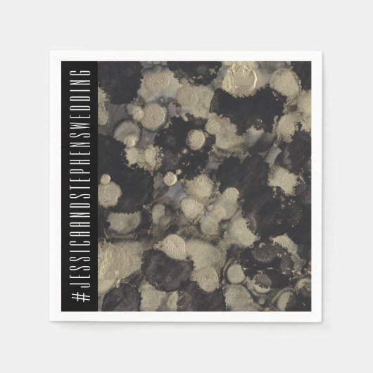 Wedding Standard Napkin-handdoeken van goud en zwa Servet (Voorkant)