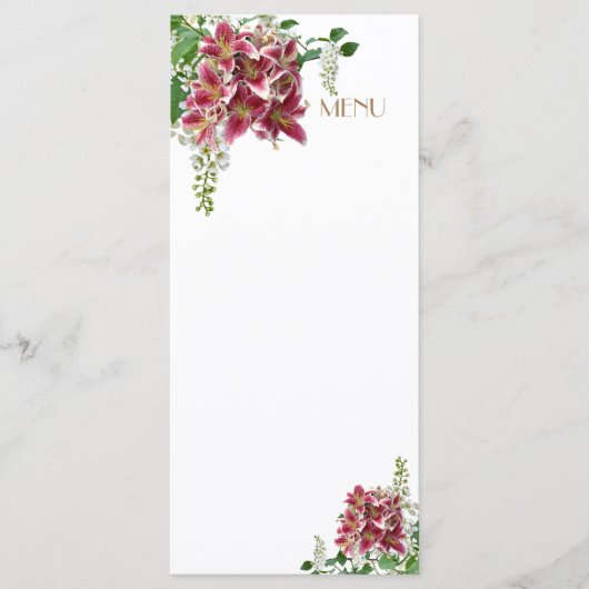 Wedding Stargazer Floral Menu Kaart (Voorkant)