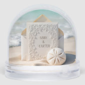 Wedding Stationery With Beach Sand Dollar Sneeuwbol (Achterkant)