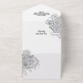 Wedding Steampunk Wedding Hearts Cog Invite & RSVP All In One Uitnodiging (Buitenkant)