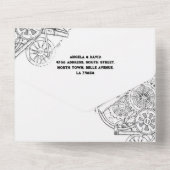 Wedding Steampunk Wedding Hearts Cog Invite & RSVP All In One Uitnodiging (Achterkant)